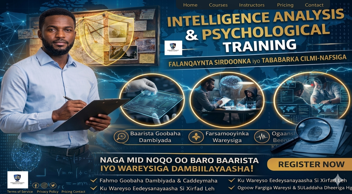 Intelligence analysis & psychological Training- Falanqaynta Sirdoonka iyo Tababarka Cilmi-nafsiga