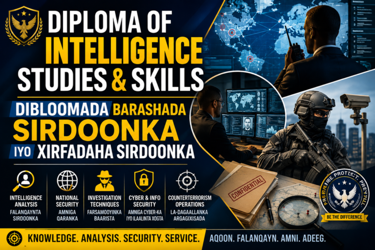 Diploma of Intelligence Studies & Skills → Dibloomada Barashada Sirdoonka iyo Xirfadaha Sirdoonka
