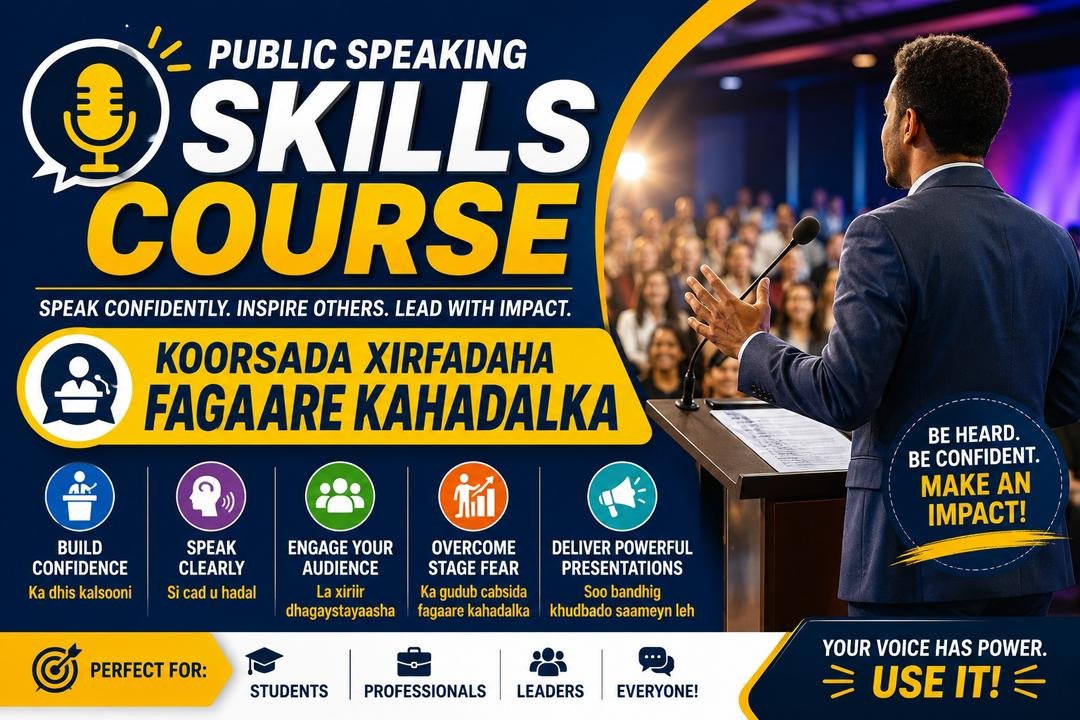 Public Speaking Skills Course → Koorsada Xirfadaha Fagaare Kahadalka