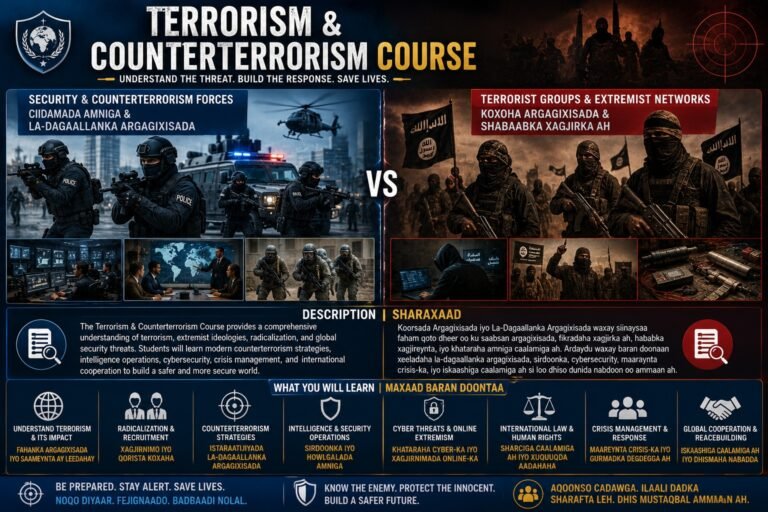 Terrorism & Counterterrorism Course – Koorsada Argagixisada iyo La-Dagaallanka Argagixisada