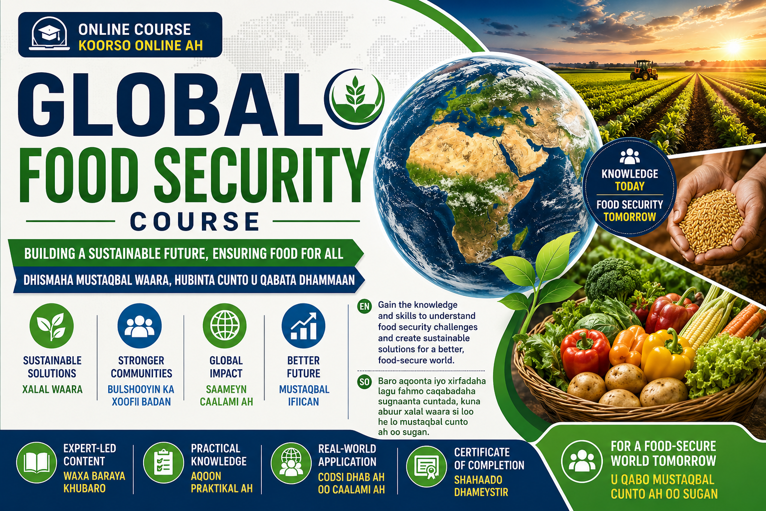 Globally Food Security Course – Koorsada Sugnaanta Cuntada Adduunka